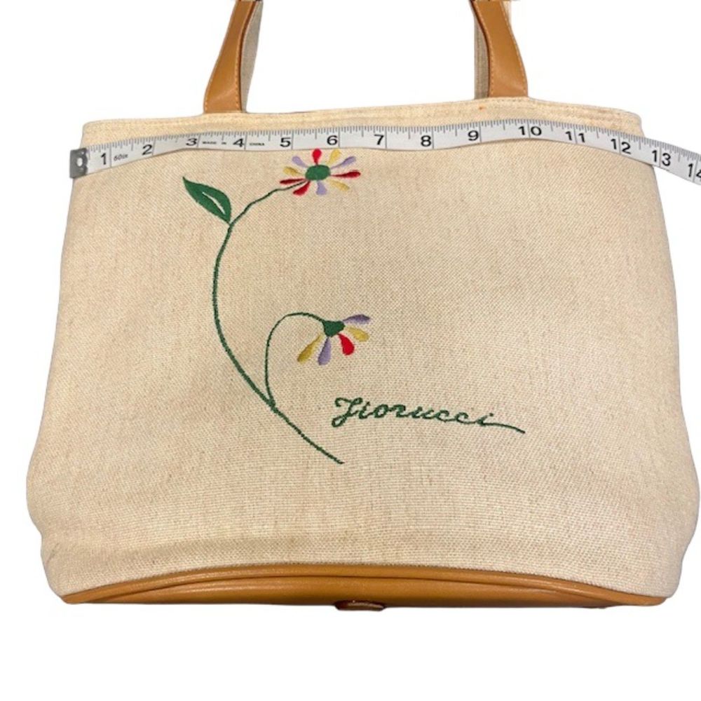 Fiorucci Beige Canvas Tote with Orange Satin Drawstring Top - Picture 11 of 12